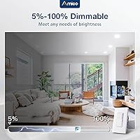 Vista 6 de Amico Iluminación empotrable LED 5CCT de 5/6 pulgadas, paquete de 20 unidades, luces LED planas ultrafinas tipo lata de 1050 LM, regulables