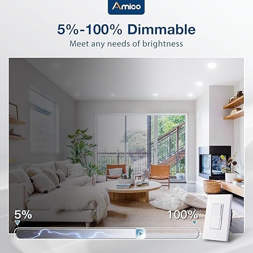 Miniatura 6 de Amico Iluminación empotrable LED 5CCT de 56 pulgadas, paquete de 20 unidades, luces LED planas ultrafinas de 1050 lm, regulables, clasificación IC,