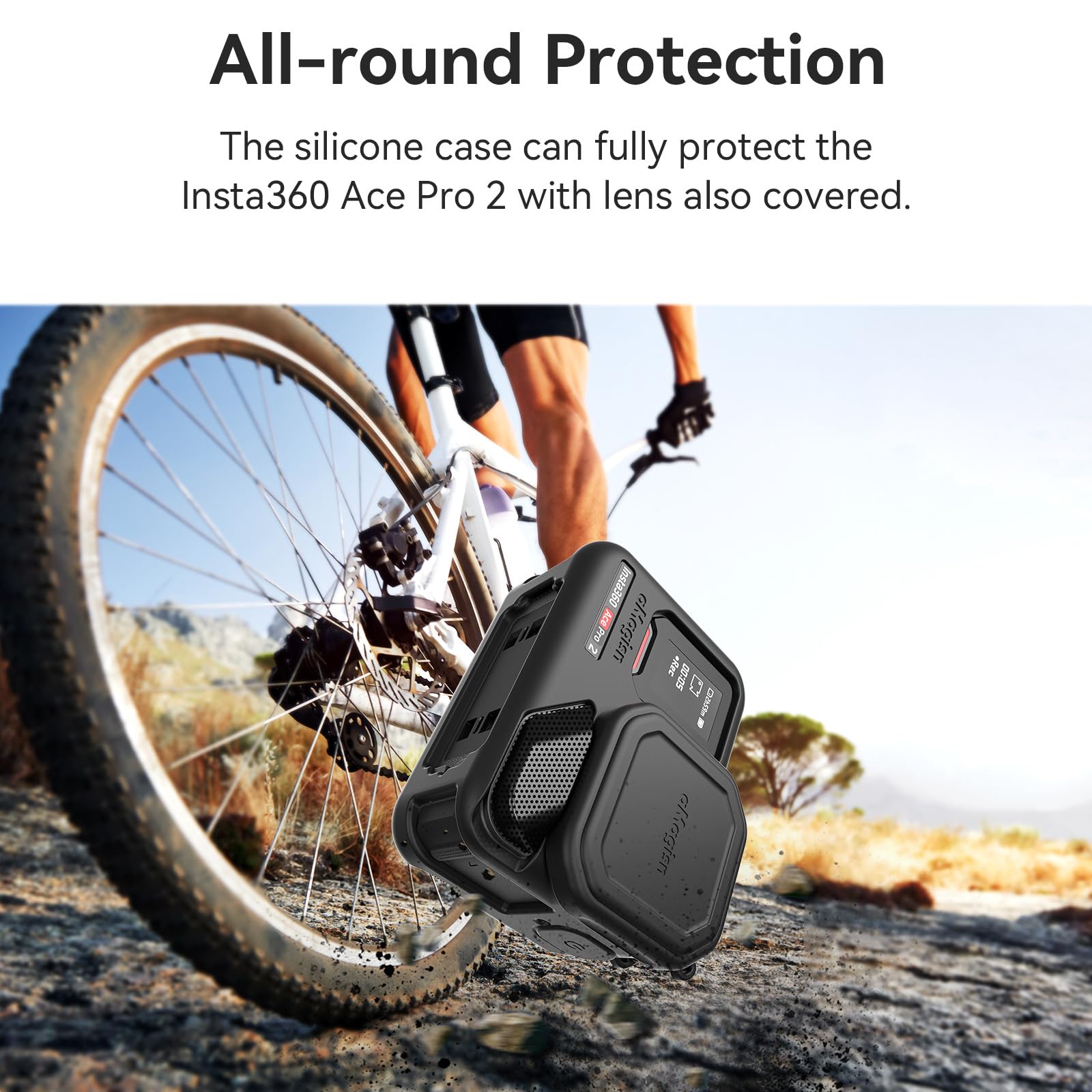 Gdraco Custodia protettiva in silicone per Insta360 Ace Pro 2 custodia protettiva fotocamera con copriobiettivo e cordino (nero)