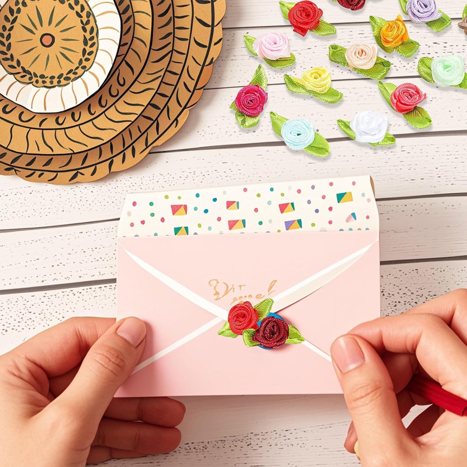 100 ornamenti floreali fai da te, fiori in tessuto da cucire in miniatura multifunzionale in 14 colori, per vestiti, cappelli, borse, scarpe, decorazioni fai da te 16