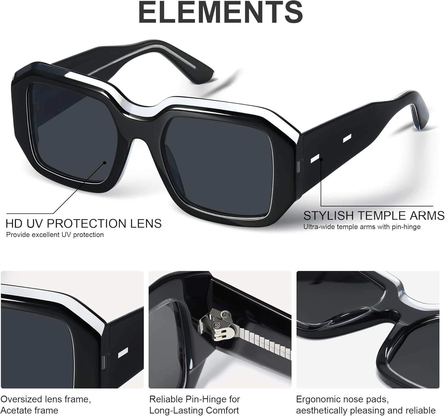 Oversized Polarized Sunglasses Womens Trendy Square Sunglasses for Women Sun Glasses UV400 Protection