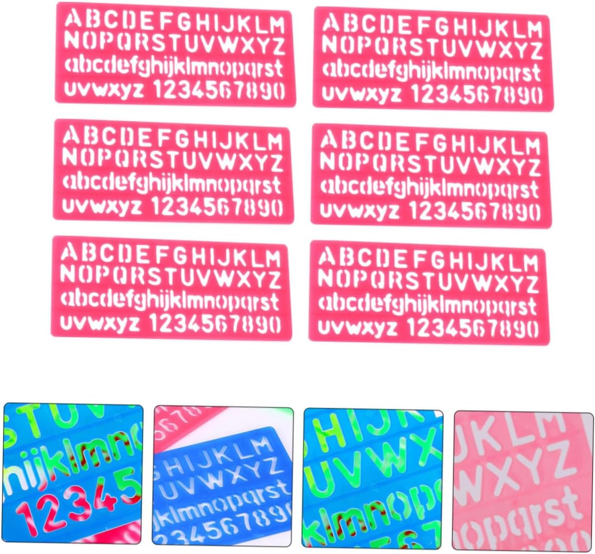 32pcs Portable DIY Alphabet Stencils Lightweight Plastic Painting Templates for Craft Reusable Multipurpose Drawing Tools with Hollow Out Design Random Color Random Color