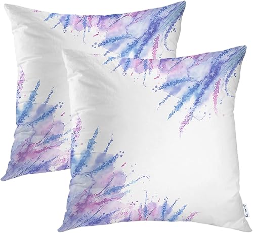 Batmerry Juego de 2 fundas de almohada vintage de 18 x 18 pulgadas, lilas moradas y lavanda sobre fundas de almohada cuadradas vintage de doble cara