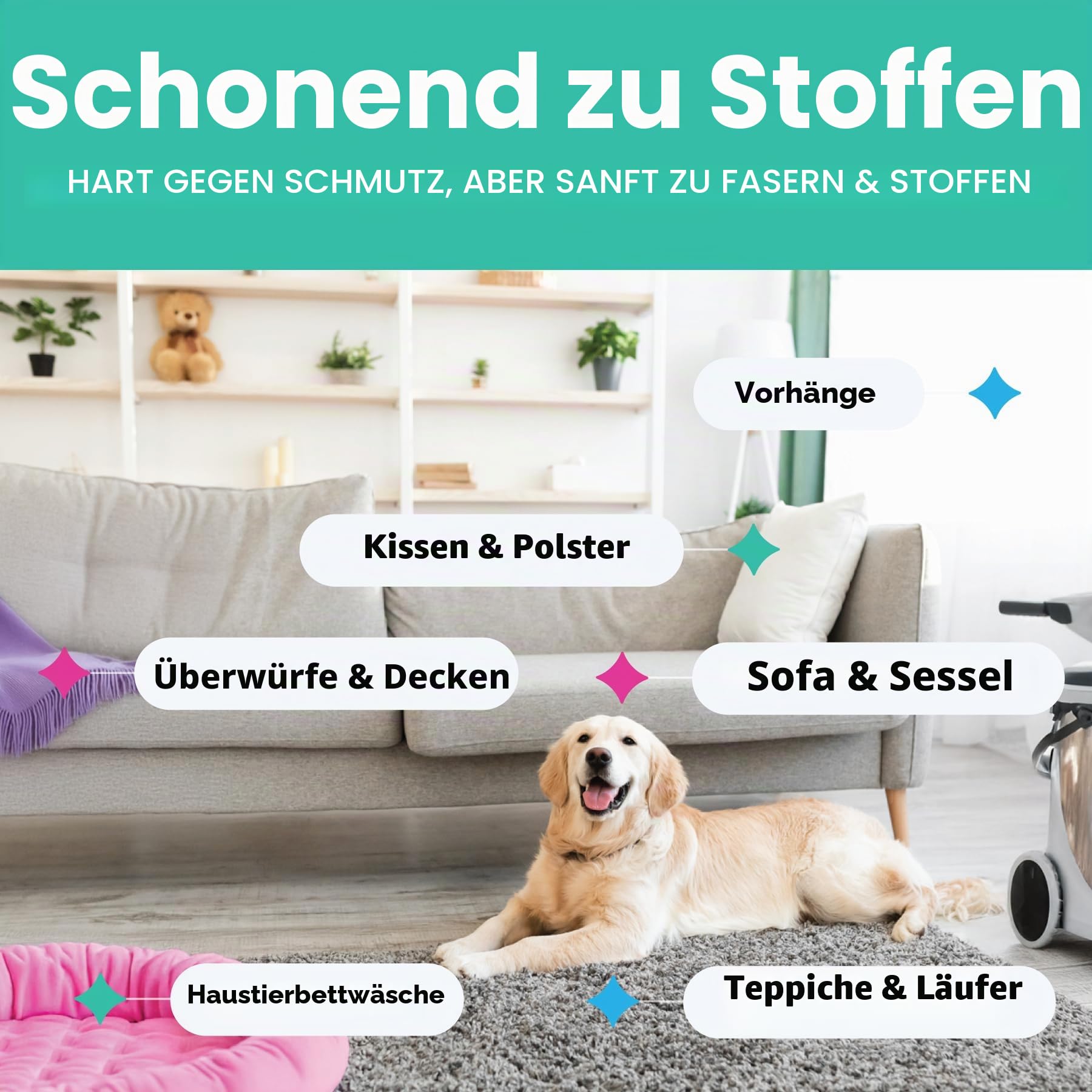 Dirtbusters Haustier Teppichreiniger – neutralisiert Tiergerüche & entfernt Flecken in Teppichen & Polstern - mit Geranien- und Kamillenduft - für Teppichreinigungsmaschinen geeignet - 5 l Kanister