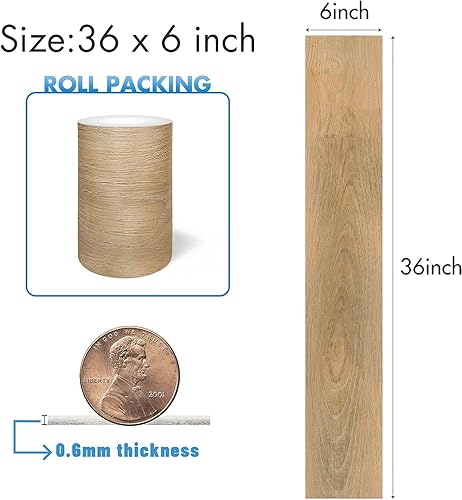 Miniatura 2 de Lareko Azulejos de madera de 54 pies cuadrados, paquete de 36 pisos de vinilo marrón (sin residuos adhesivos) de 36 x 6 pulgadas, suelo laminado