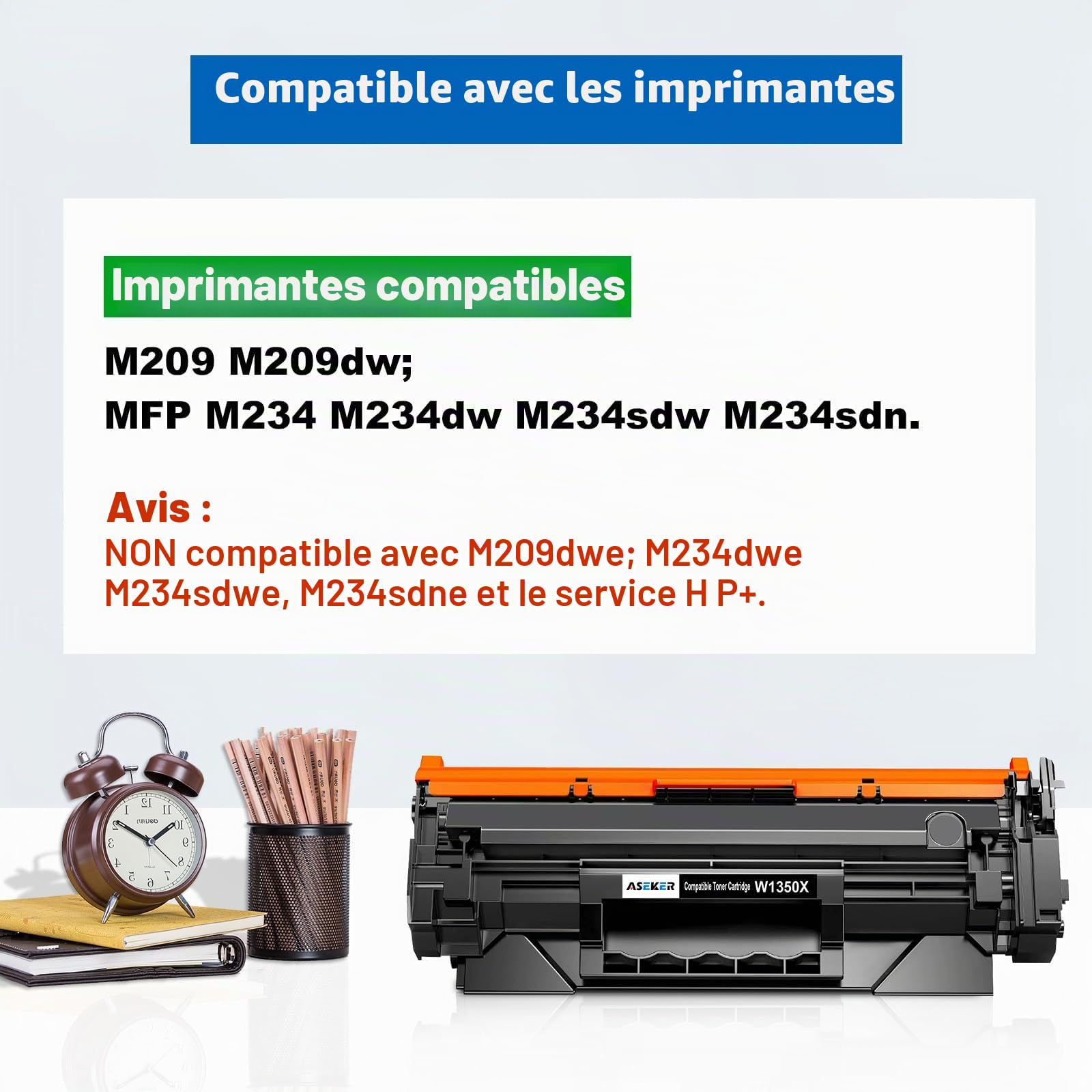 135X W1350X ( 135A W1350A ) Cartouche de Toner [avec puce] Haut Rendement 2400 Pages Compatible pour HP LaserJet M207dw M209 M209d M209dw M234 M234d M234dw M234sdw M234sdn M235sdw Imprimantes (2 Noir)