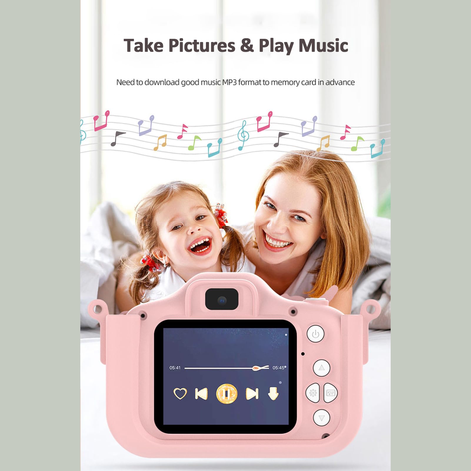 Cámara Digital Infantil Andoer – 40MP Y 1080P – Pantalla IPS 2.4″, Lente Giratoria 180° – Incluye Trípode, 32GB Y Correa – Color Rosa