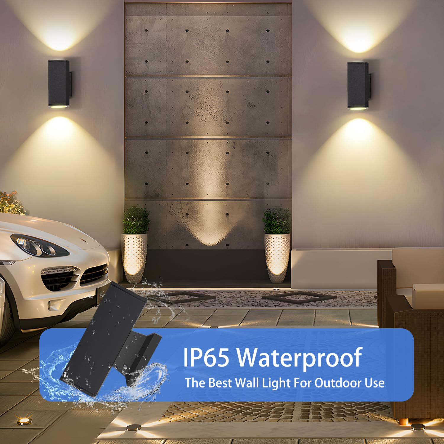Aigostar LED Wandleuchte Rechteck GU10 Aluminium Up Down Außenwandleuchte Wasserdicht Außenleuchte Außenlampe Wandspot für Innen und Außen, Schwarz(4er-Pack), Keine Glühbirne enthalten