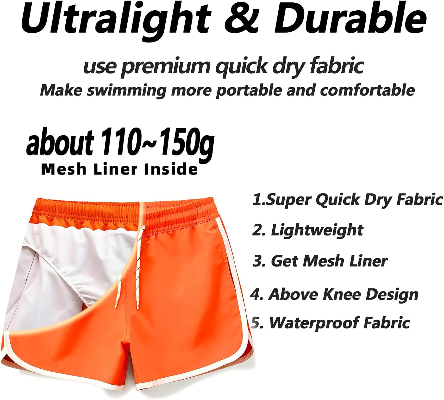 MEILONGER Boys Girls Swim Shorts Trunks Bathing Suits Kids Quick Dry Boardshort Bottoms Swimming Swimwear with Mesh Liner