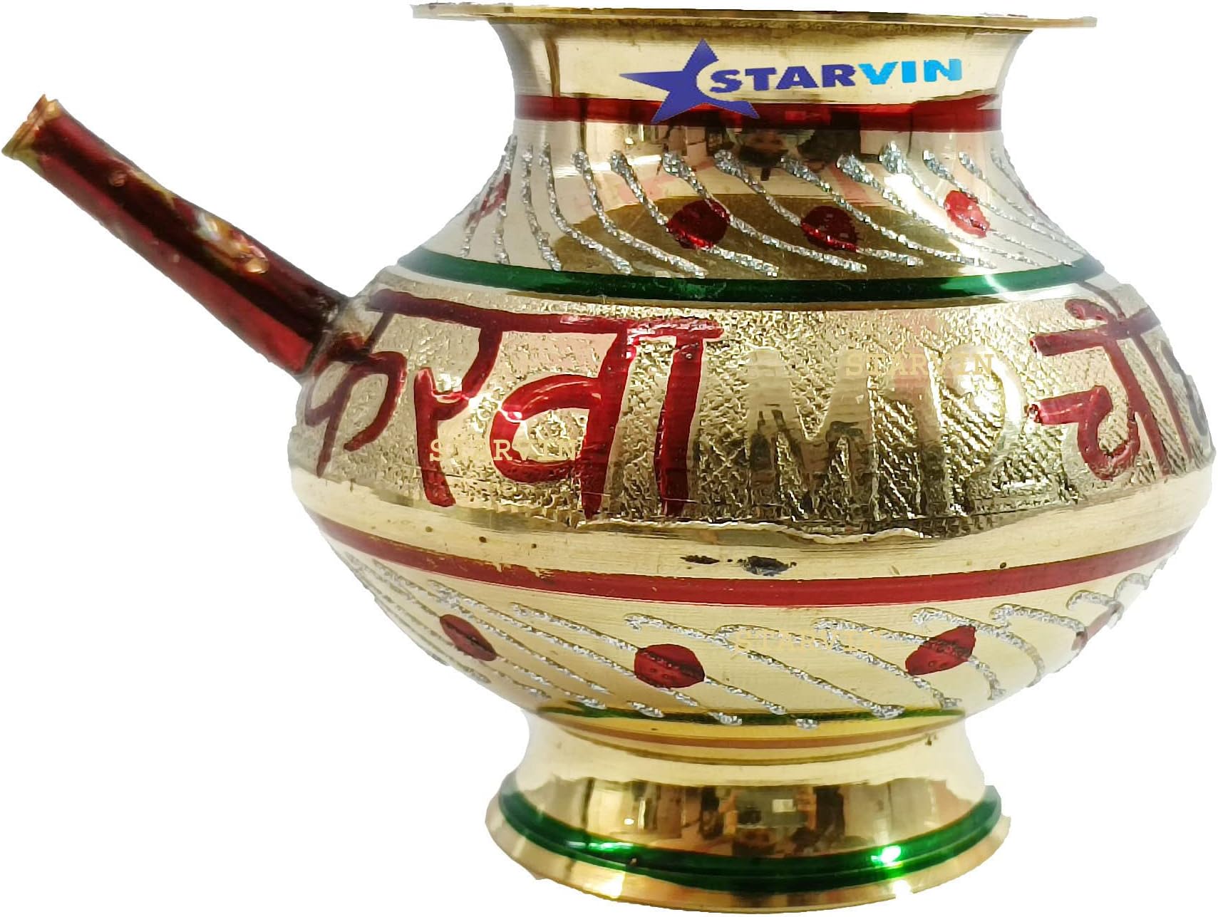 STARVINMeenakari Brass Karwa Chauth Lota, Karwa Lota, Karva Lota, Brass Karwa, Karwa Kalash, Pooja Kalash, Pooja Lota-Pack of 1 (Multicolor) || 01