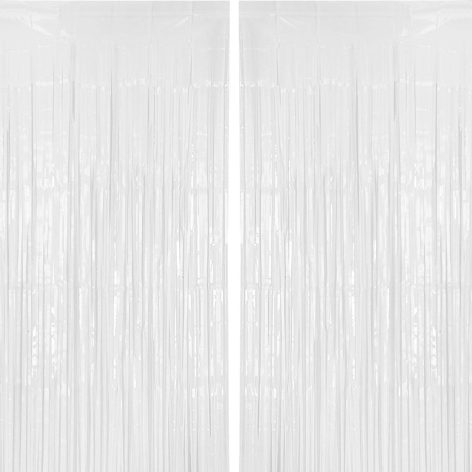 PIGETALE 2 Pack 3.2x8.2 ft White Tinsel Curtain Party Backdrop Decorations | Metallic Foil Fringe Curtain for Wedding Parties Door Streamers Christmas Birthday Bachelorette Photo Booth Party Decor
