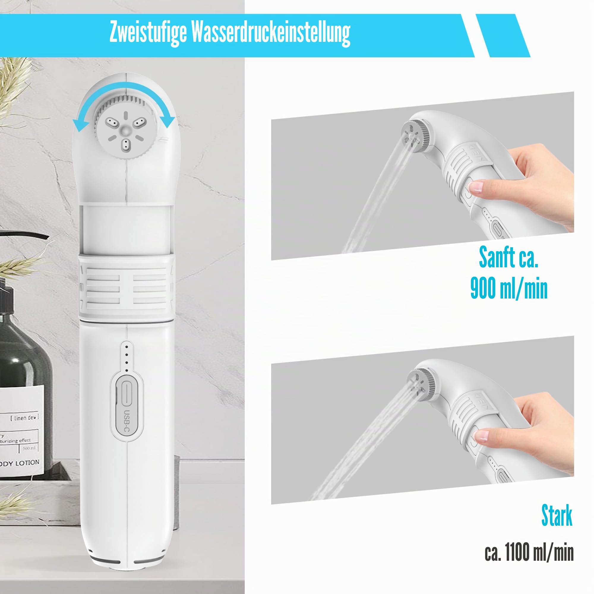 Bidet-Sprühgerät, tragbar, für Badezimmer, Bidet, tragbar, elektrisch, für Reisen, Hygiene von Intimbereichen, mit 2,5 l Tank für Auto, Badezimmer, Toilette, Camping, Schwarz