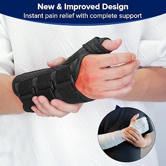 Wrist Support Brace with Metal Splint Thumb Support for Carpal Tunnel Arthritis Tendonitis Sprains, Wrist Splint for Trigger Thumb, Fit both Women and Men (Right Hand, S/M)
