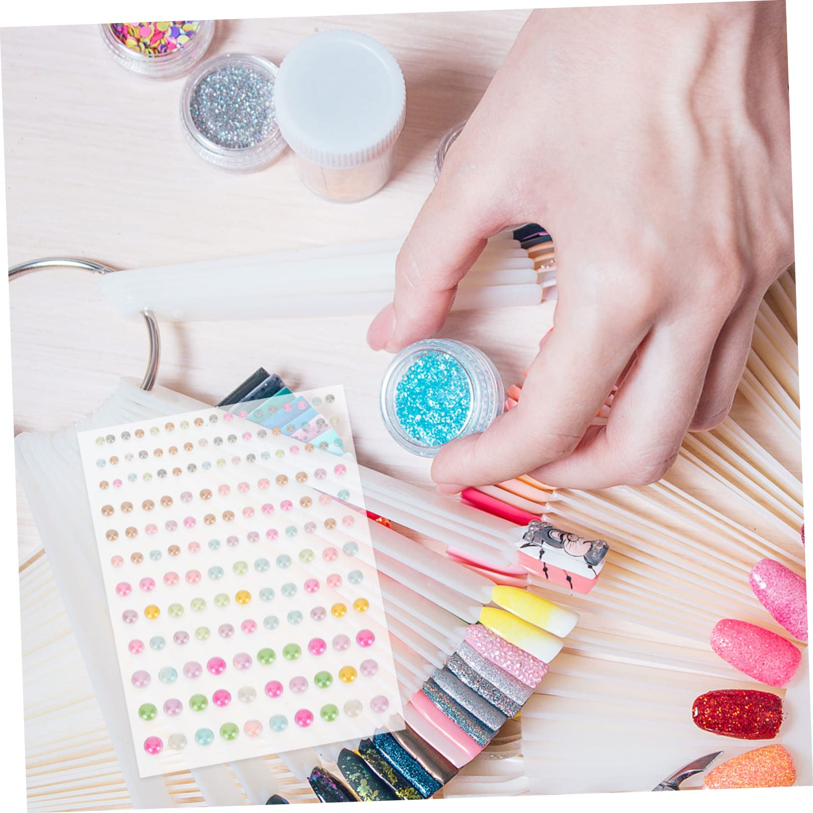 Beavorty 5 Set Di Fogli Adesivi Autoadesivi Con Glitter E Gioielli Per La Decorazione Delle Unghie Assortiti 4 Fogli*5