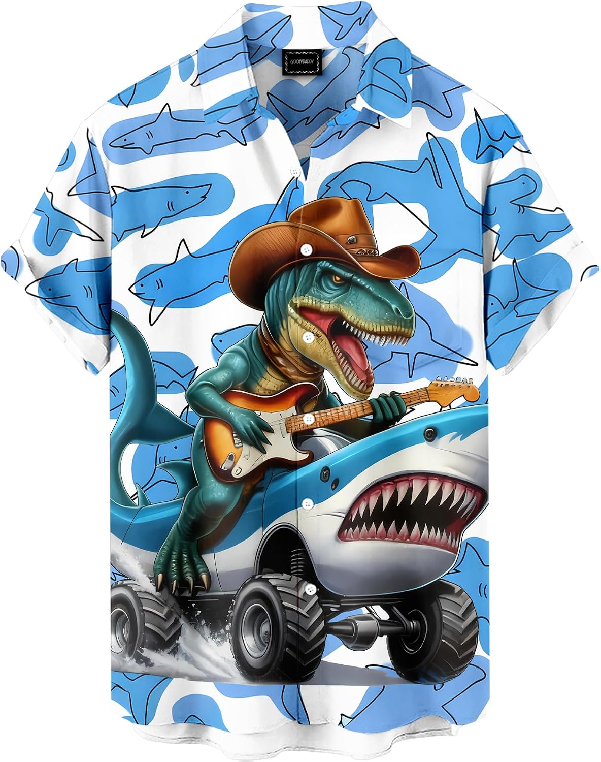 Men's Funny Novelty Print Button Down Shirt Quirky Cartoon Casual Hawaiian Party Shirt