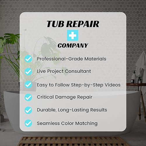 Miniatura 5 de Kit de reparación de bañera para grietas en el piso con color a juego, kit de reparación de fibra de vidrio resistente, reparaciones sin costuras