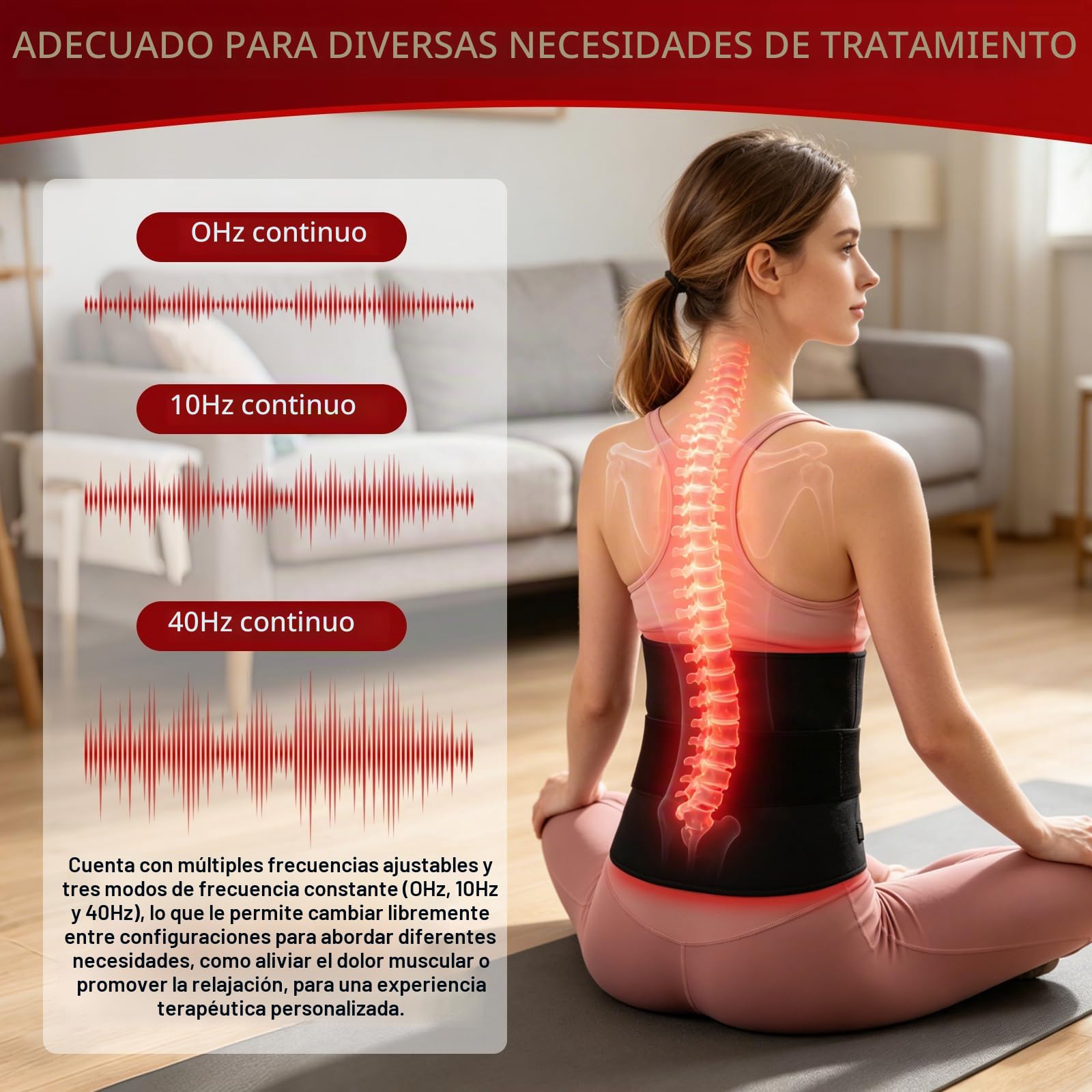 210 LEDS Cinturón Terapia de Luz Roja, 9 niveles de temporizador, 5 niveles de intensidad, 660 nm y 850 nm Lámpara de Infrarrojos luz Roja Terapia, para piernas, espalda, cintura, hombros negros