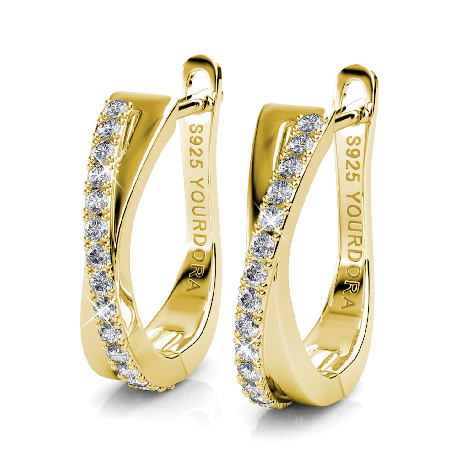 YOURDORA Donna Orecchini a Cerchio Originali in Argento 925 Zirconi Anello Contorto Idea Regalo Gioielli