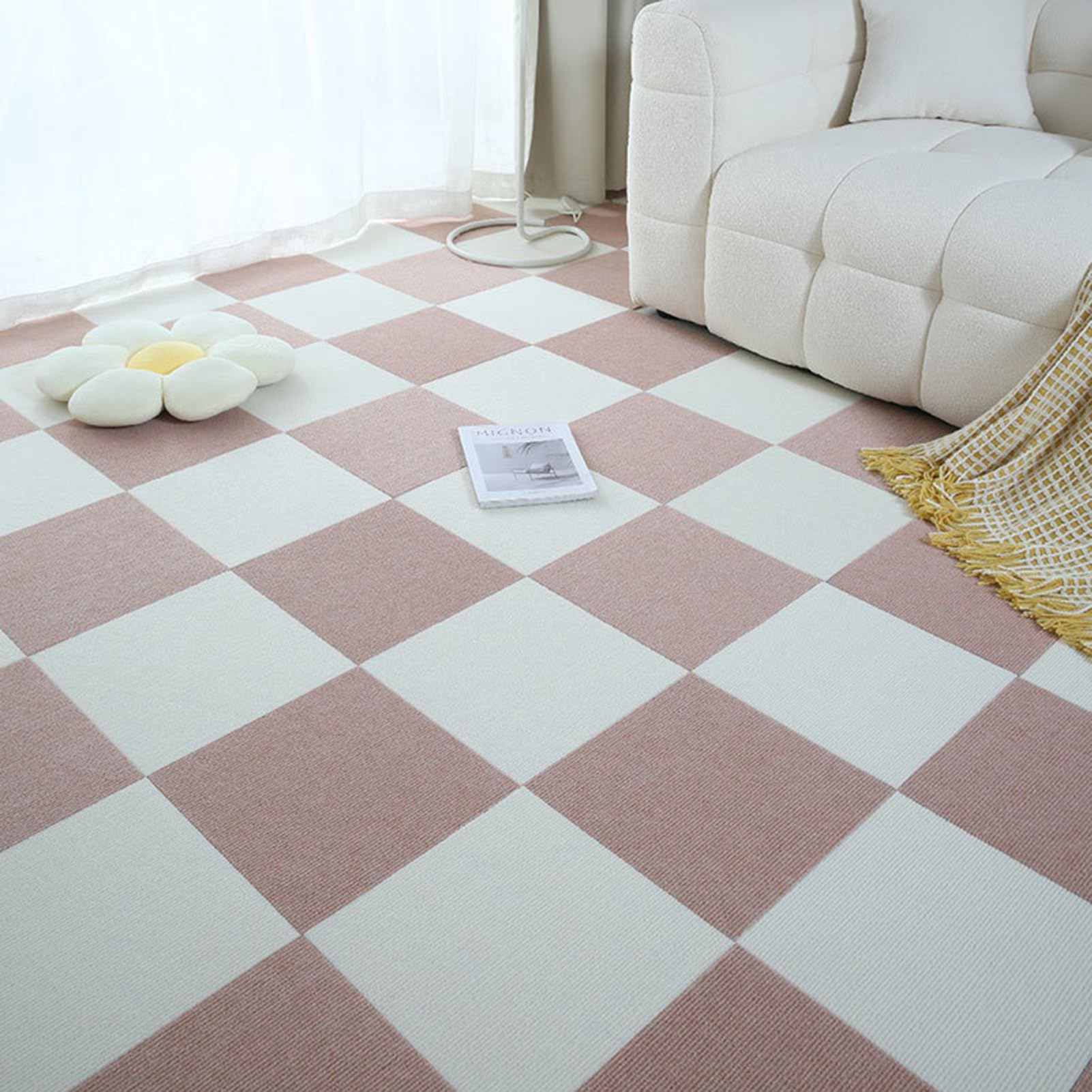 Moquette quadrotte autoadesive, Piastrelle per Moquette per la casa, 12x12 Pollici, Quadrati Resistenti, 20-24 Pezzi, autoadesive, per la casa, per Camera da Letto