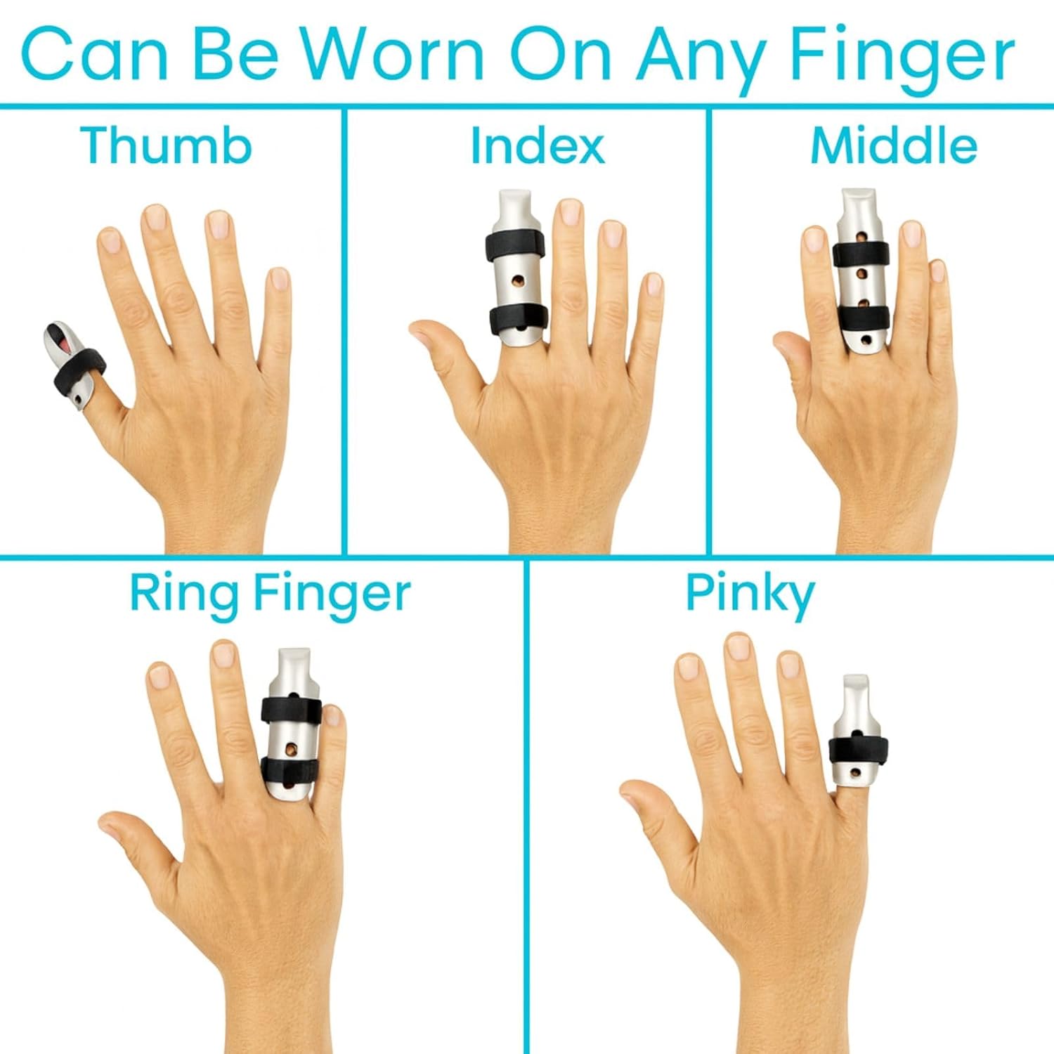 Vive Finger Splints - Mallet Brace For Trigger, Middle, Pinky, Ring, Dislocated Thumb Support - Metal Aluminum Immobilizer with Foam (3 Count (Pack of 1)) image 2 of 9 B07W5K3LFX