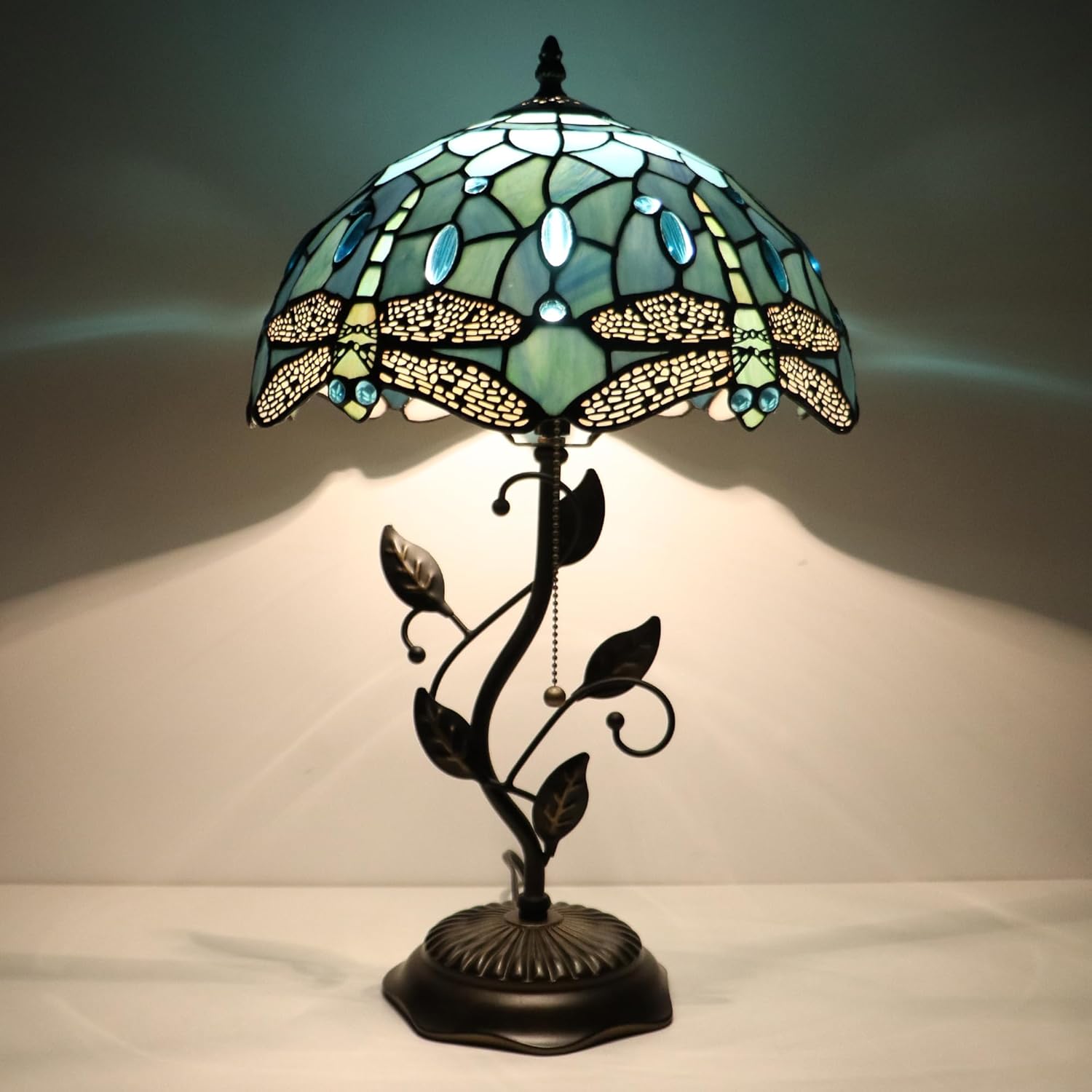 Tiffany Lamp Shade 12Inch Accessories Replacement Stained Glass Lampshade Only for Floor Lamps Table Lamps Pendant Lamps(Green Dragonfly G)
