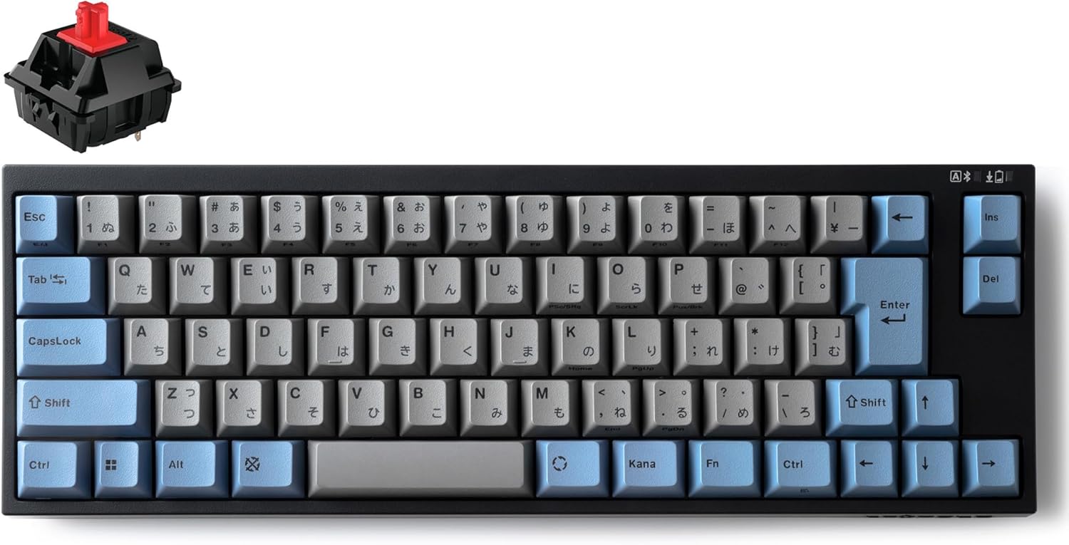 LEOPOLD レオポルドメカニカルキーボード FC660MBT GRAYBLUE Bluetooth接続 USB接続日本語配列かな有矢印キー付コンパクト 65% 70キー スイッチホットスワップ Windows macOS 単4電池駆動 USB-C着脱式 BluetoothもUSBバスパワー駆動可能 CHE