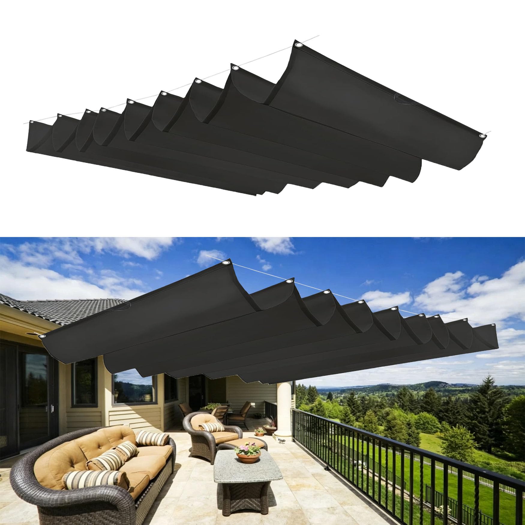 Voile d'ombrage rétractable imperméable pour stopper les UV et la pluie sur la terrasse