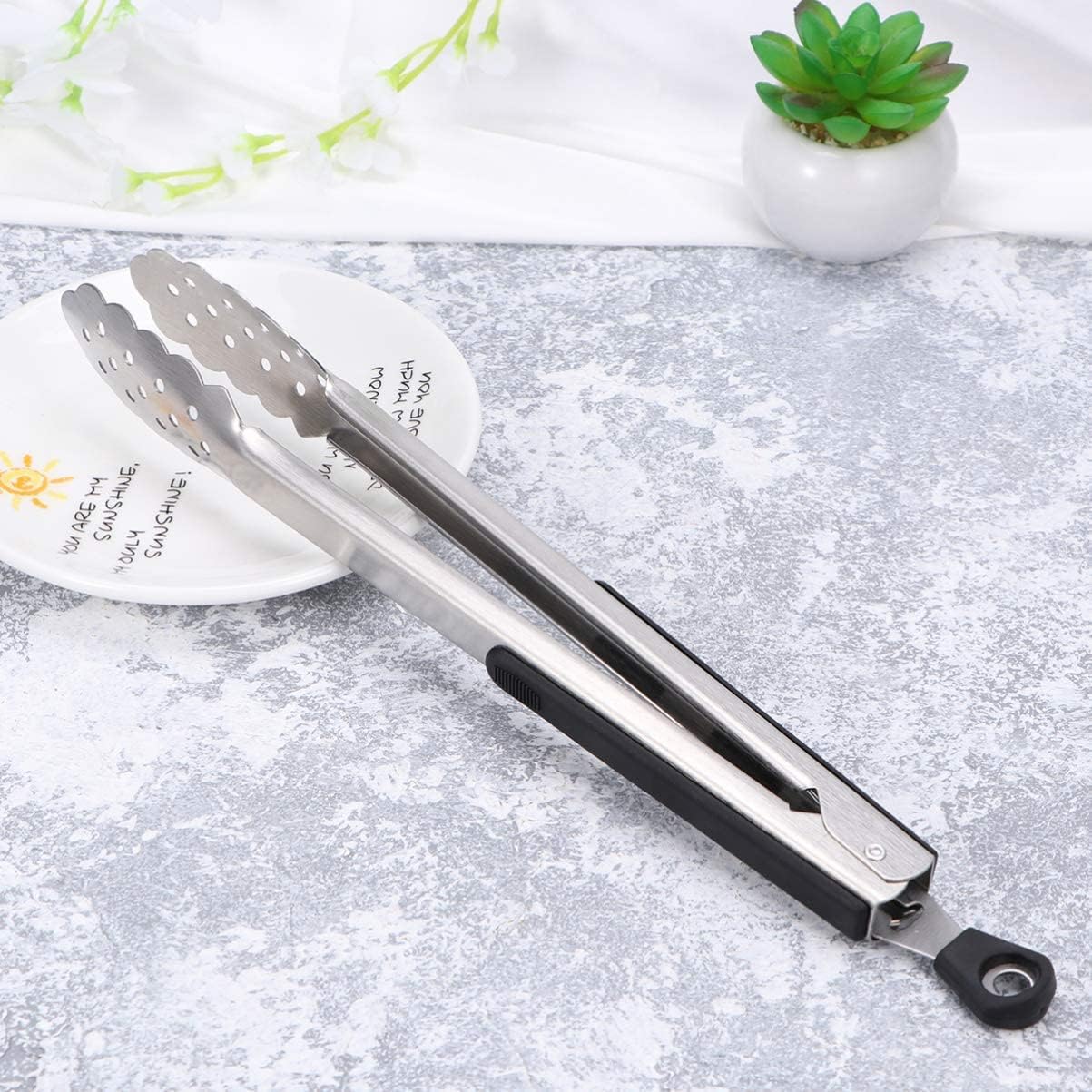 Stainless Steel Food Tongs 9 Inches Bread Toaster Tongs with Hole Salad Buffet Clip Cooking Tongs Barbeque Tongs Tongs(Size 2)