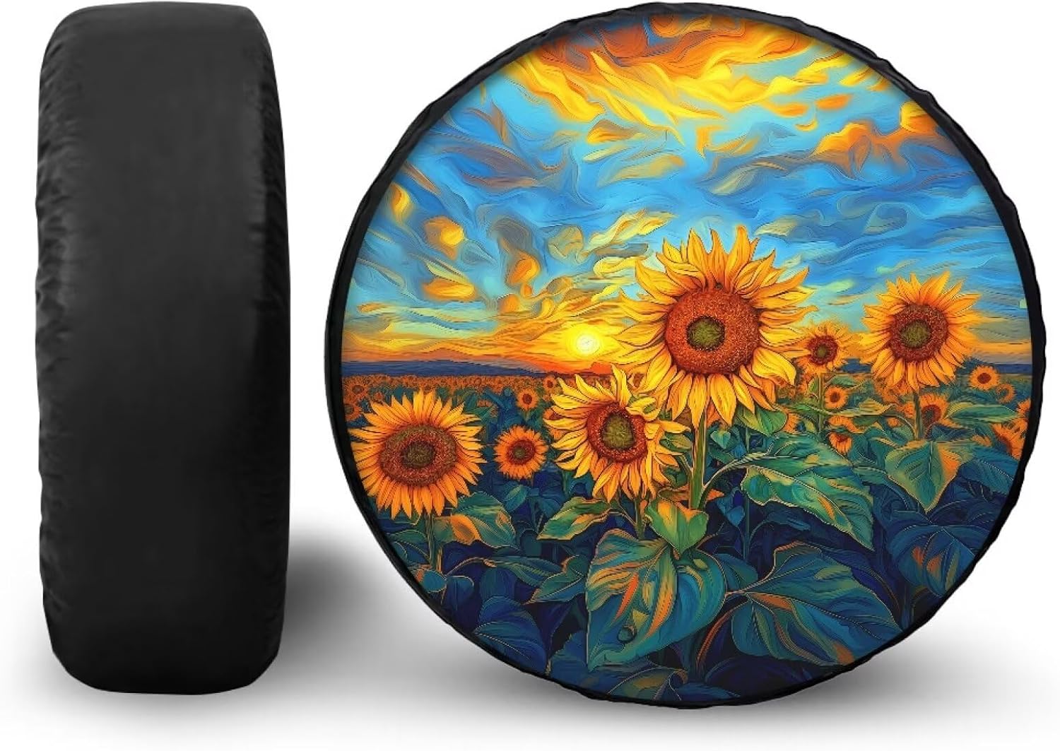 Amzbeauty Blue Roses Butterflies Print All-Season Tire Cover for Jeep SUV Truck Spare Tire Storage