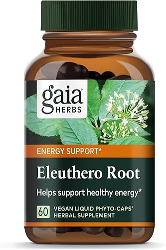 Gaia Herbs Eleuthero Root - Energía, resistencia y apoyo mental - raíz de Eleuthero (ginseng siberiano) adaptógeno Herbal Suplemento - 60 cápsulas
