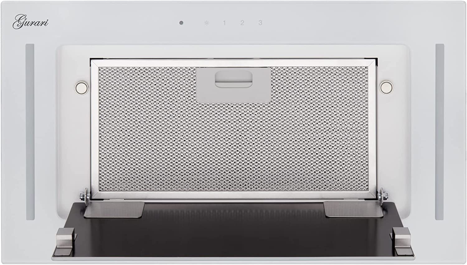 Gurari 217 WH 52 Pr, campana de techo 52 cm blanca empotrada con bloque de ventilación, marco de cristal, 3 niveles, 1000 m³/h, campana empotrada, mando a distancia