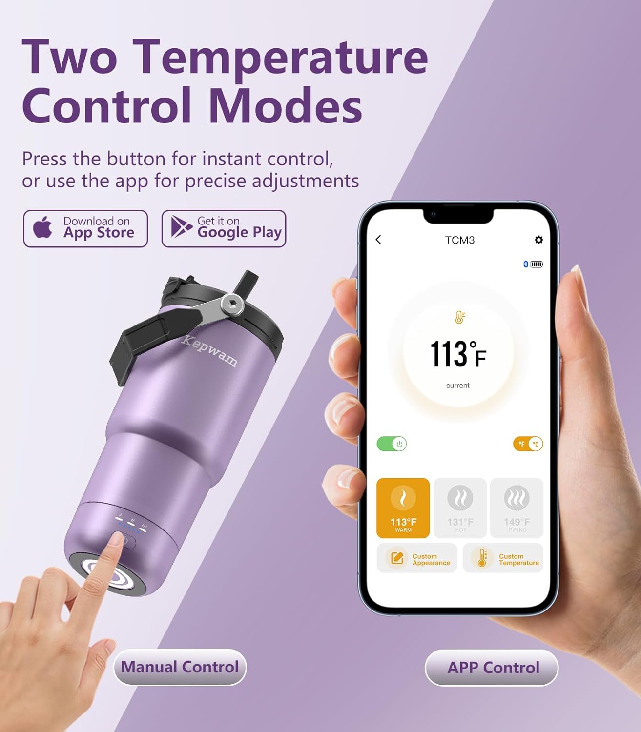 Kepwam T3 Self-Heating Travel Mug 20oz, Temperature-Controlled Coffee Warmer Mug, Smart Travel Coffee Mug Keep Coffee Drinks Hot, Heated Mug Great for Driver Outdoor Fits Car Cup Holders - Image 4