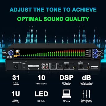 Professional 2/3 Way Stereo/4 Way Mono Crossover and Digital Equalizer for Home Stereo Audio System Set
