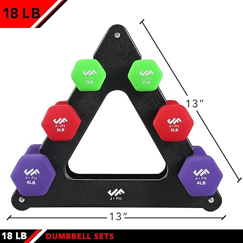 Miniatura 2 de JFIT Dumbbell Pairs or Sets  Neoprene & Vinyl Coated Hand Weights for Home Gym, Strength Training, Aerobics, Cardio Exercise and Fitness