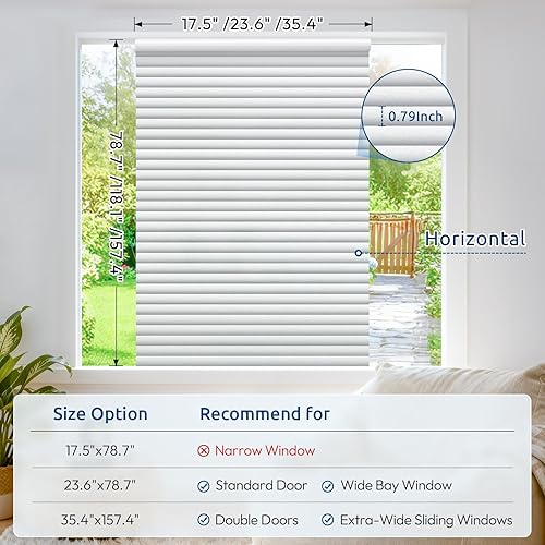 Vista 53 de rabbitgoo Película de privacidad para ventana, película de privacidad de vidrio esmerilado, esmerilado para ventanas, para vidrio, no adhesiva