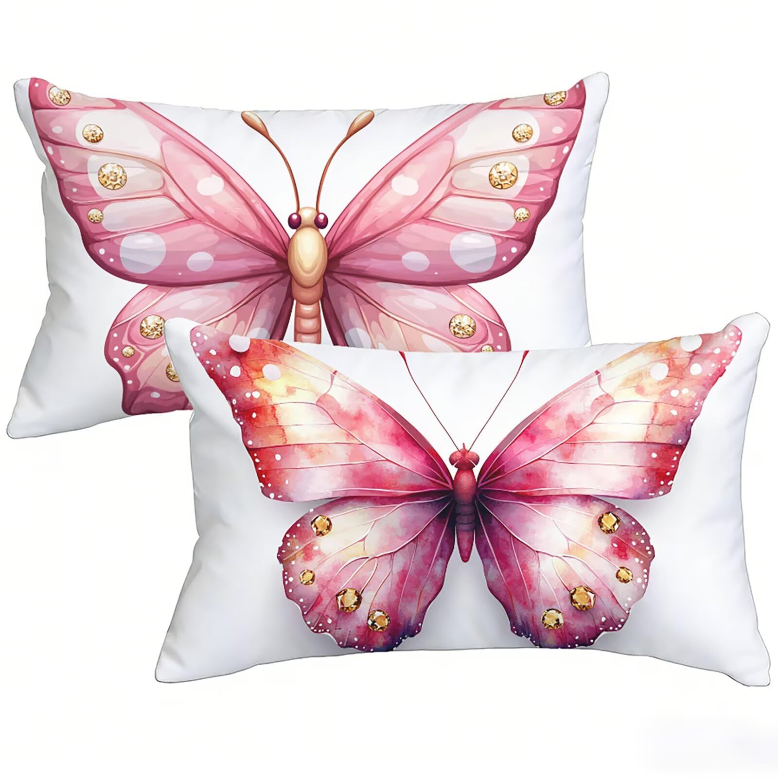 Taie Oreiller 40 x 60 cm Lot de 2 en Lin Rose de Qualité Supérieure