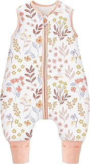 Chilsuessy Baby Schlafsack mit Beinen 2.5 Tog Winter Schlafsack Unisex Ganzjahres Schlafsack mit Füßen Babyschlafsack Schlafsack Kinder, Rosa Garten, 80cm/Baby Höhe 85-95cm