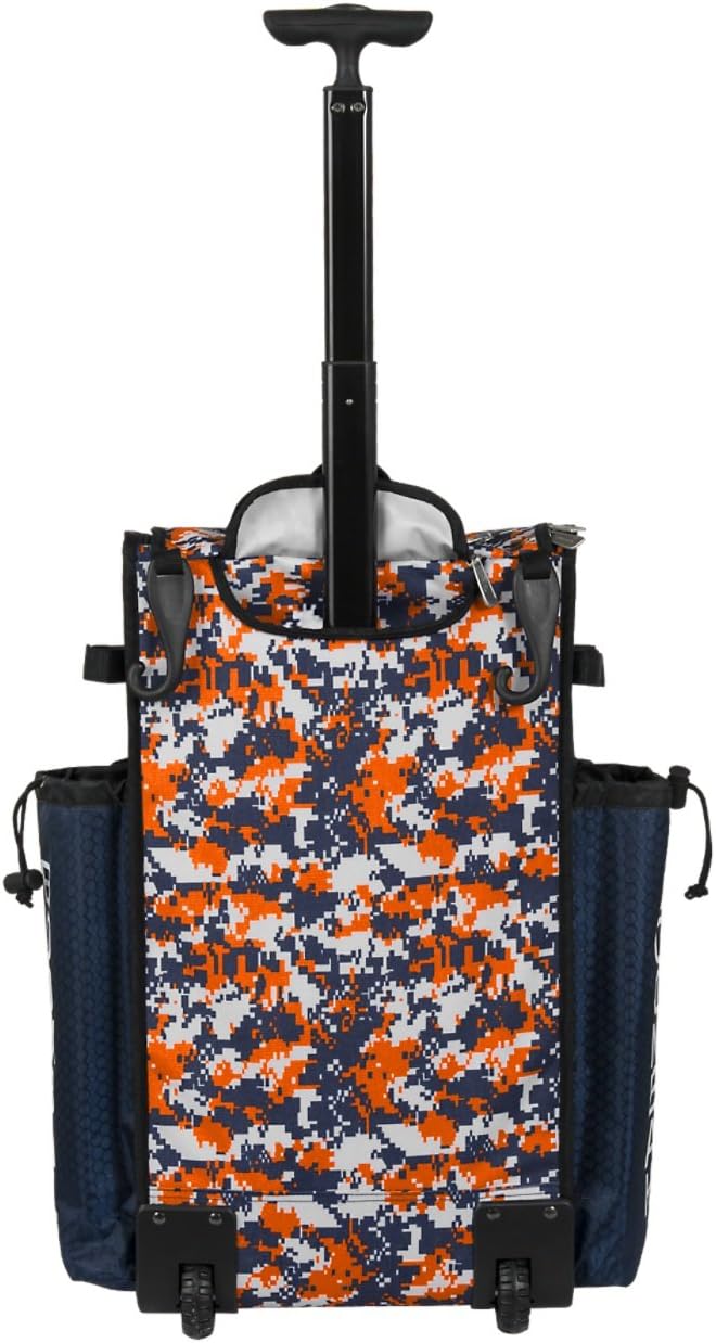 Boombah Rolling Superpack Baseball / Softball Gear Bag - 23-1/2" x 13-1/2" x 9-1/2" - Camo Series 20 Colors - Telescopic Handle and Holds 4 Bats - Wheeled Version