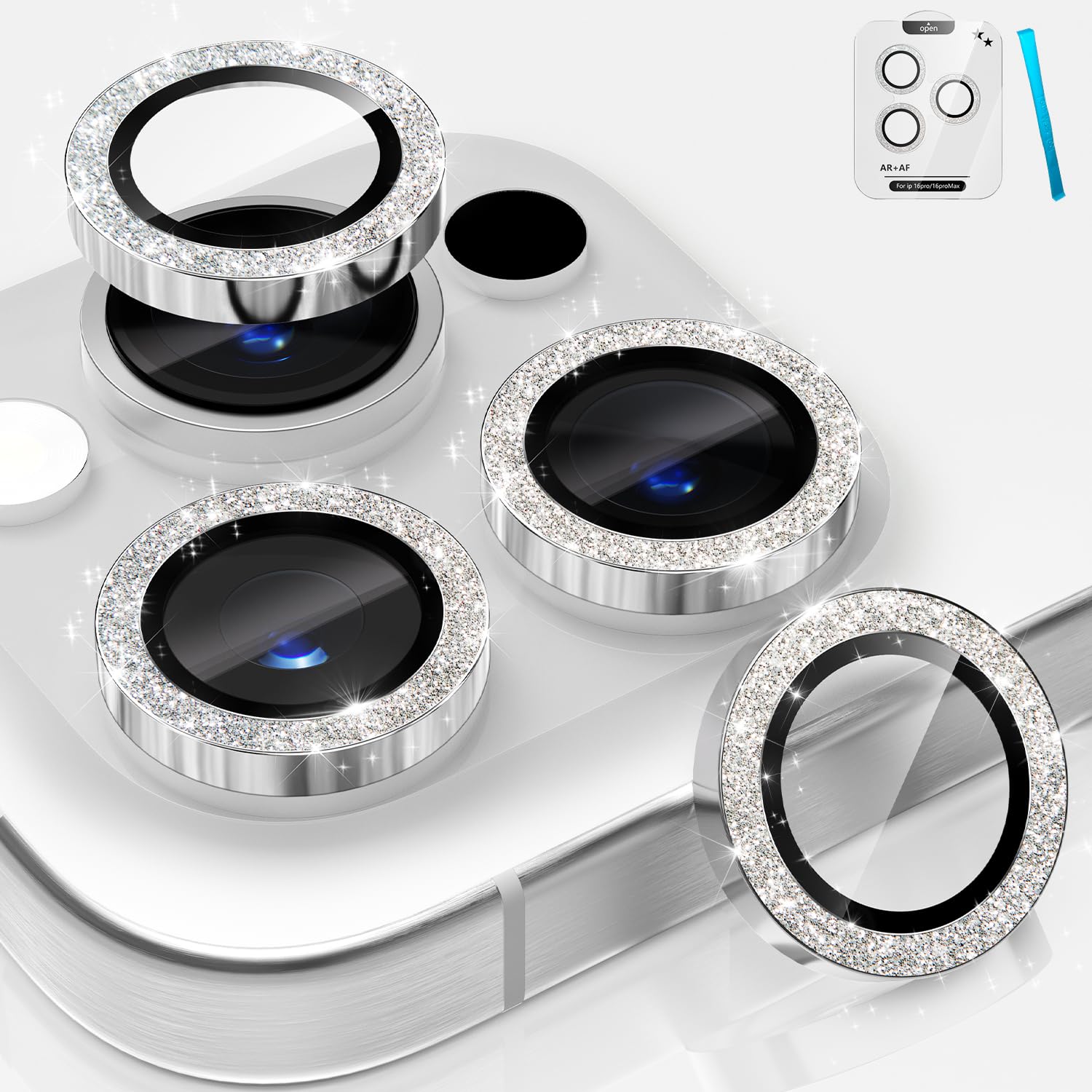 CloudValley for iPhone 16 Pro/iPhone 16 Pro Max Camera Lens Protector Bling