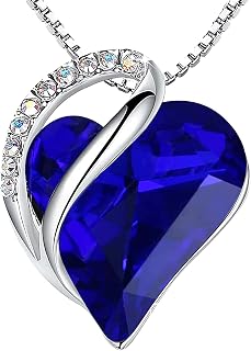 Leafael Necklaces for Women, Infinity Love Birthstone Heart Crystal Pendant, Birthday Jewelry Gifts for Her, Mom, and Wife, Silver Plated, 18 plus 2 inch Adjustable Chain