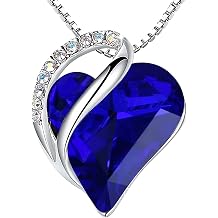 Leafael Gift Necklaces for Women, Infinity Love Birthstone Heart Crystal Pendant, Birthday Anniversary Jewelry for Wife, Mom, and Her, Silver Plated, 18" + 2" Adjustable Chain