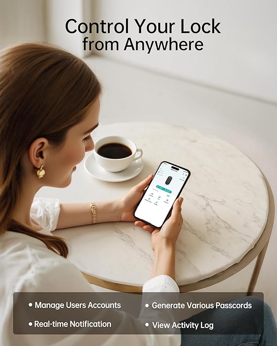 WiFi Smart Lock for Front Door Firstriver Keyless Entry Electronic Deadbolt with Biometric Fingerprint & Digital Keypad Built-in Wi-Fi App Control Auto Lock Compatible with Alexa & Google Assistant