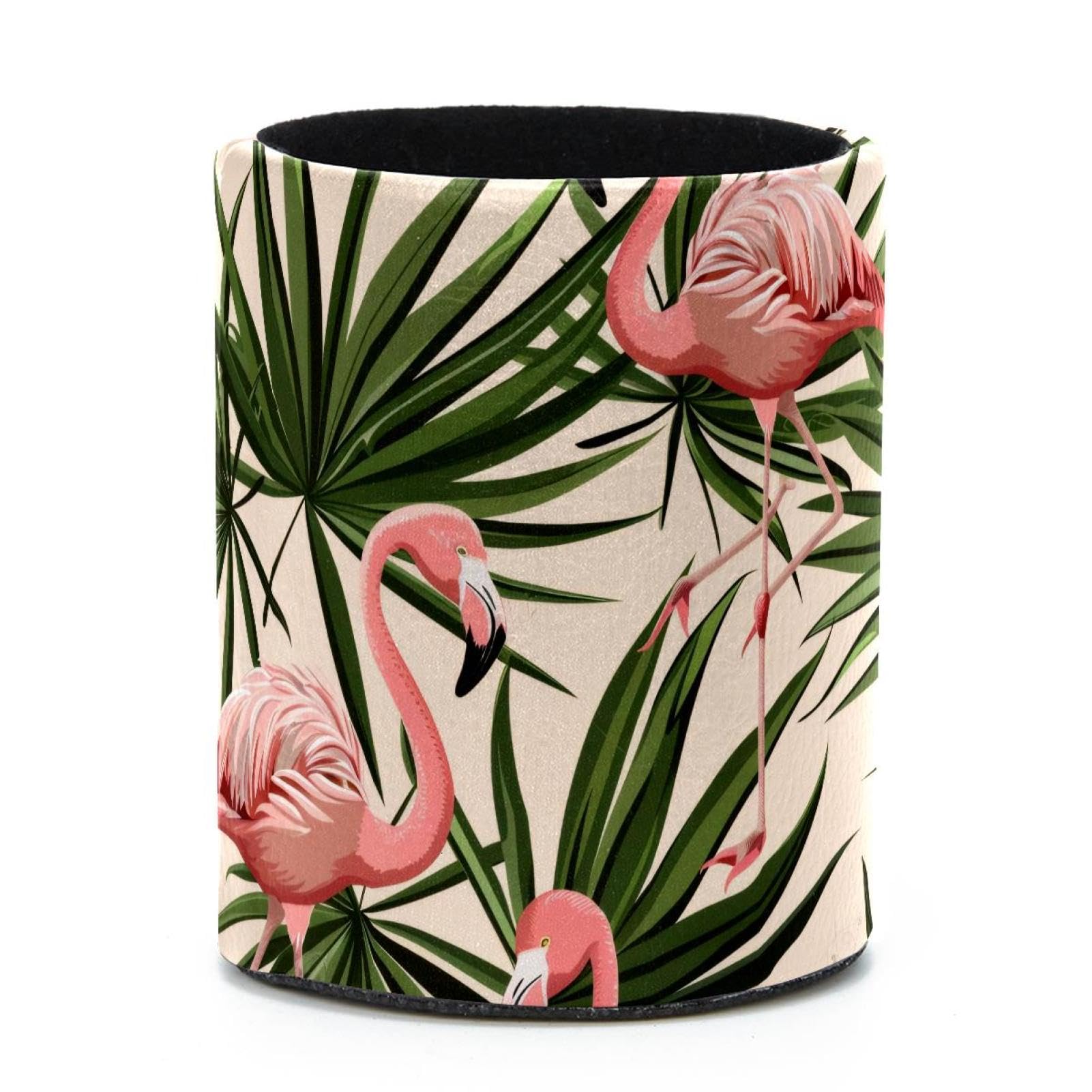 VAPOKF Round Pencil Holders for Desk, Flamingo Pen Holders Pen Pot Makeup Brushes Storage Desktop Stationery Supplies Organiser for Home Office