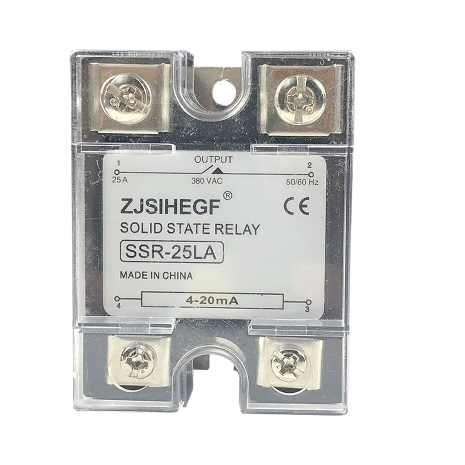 Relé de estado sólido monofásico de entrada CC de 4-20 mA SSR-10/25/40/60LA, regulador de voltaje for sensor de temperatura(25A 4-20mA)