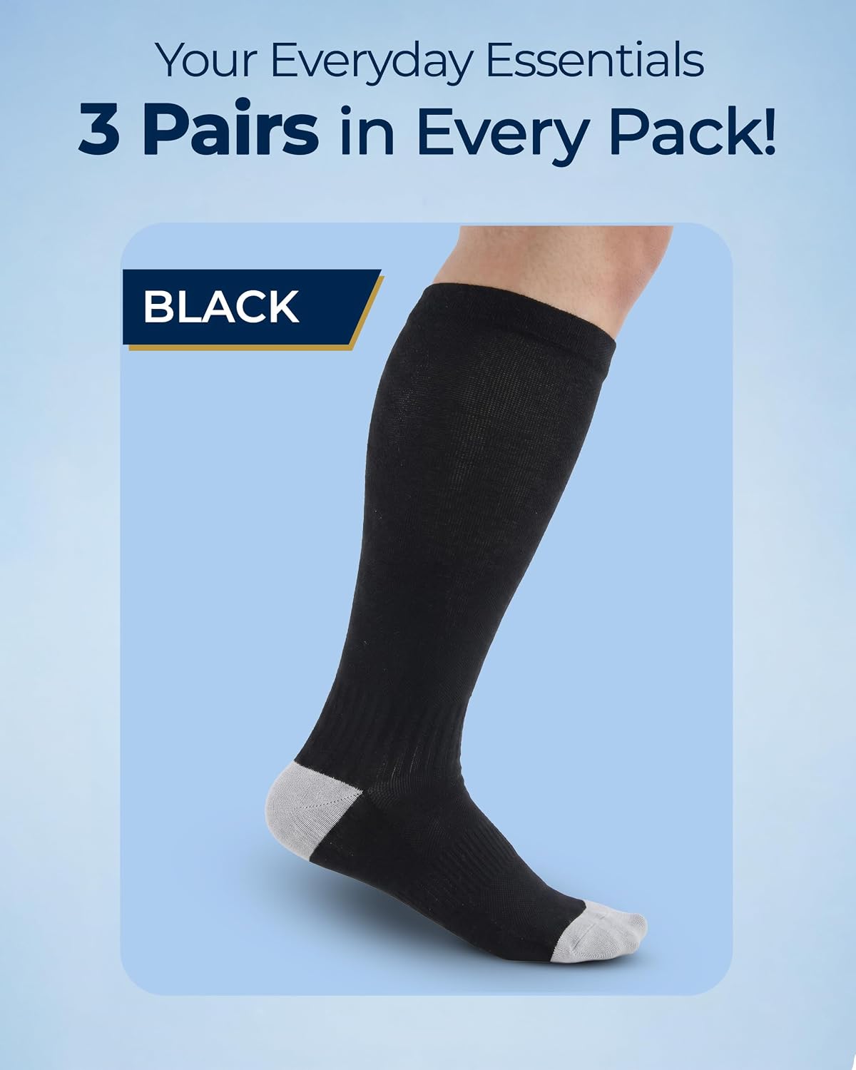 Pembrook® 3 Pairs Plus Size Compression Socks Wide Calf - Bamboo Viscose image 5