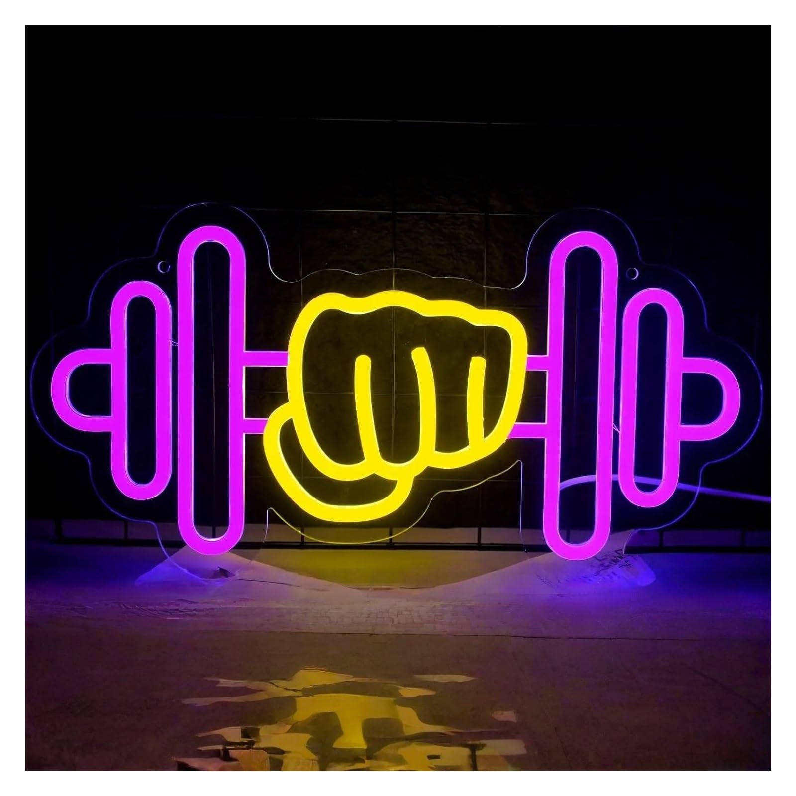 RONGCH Hanging Art Signs Dumbbell Neon Sign USB Powered Barbell LED Dimmable Light for Gym Sports Room Bedroom Wall Personzalized Decor 40cmx21cm