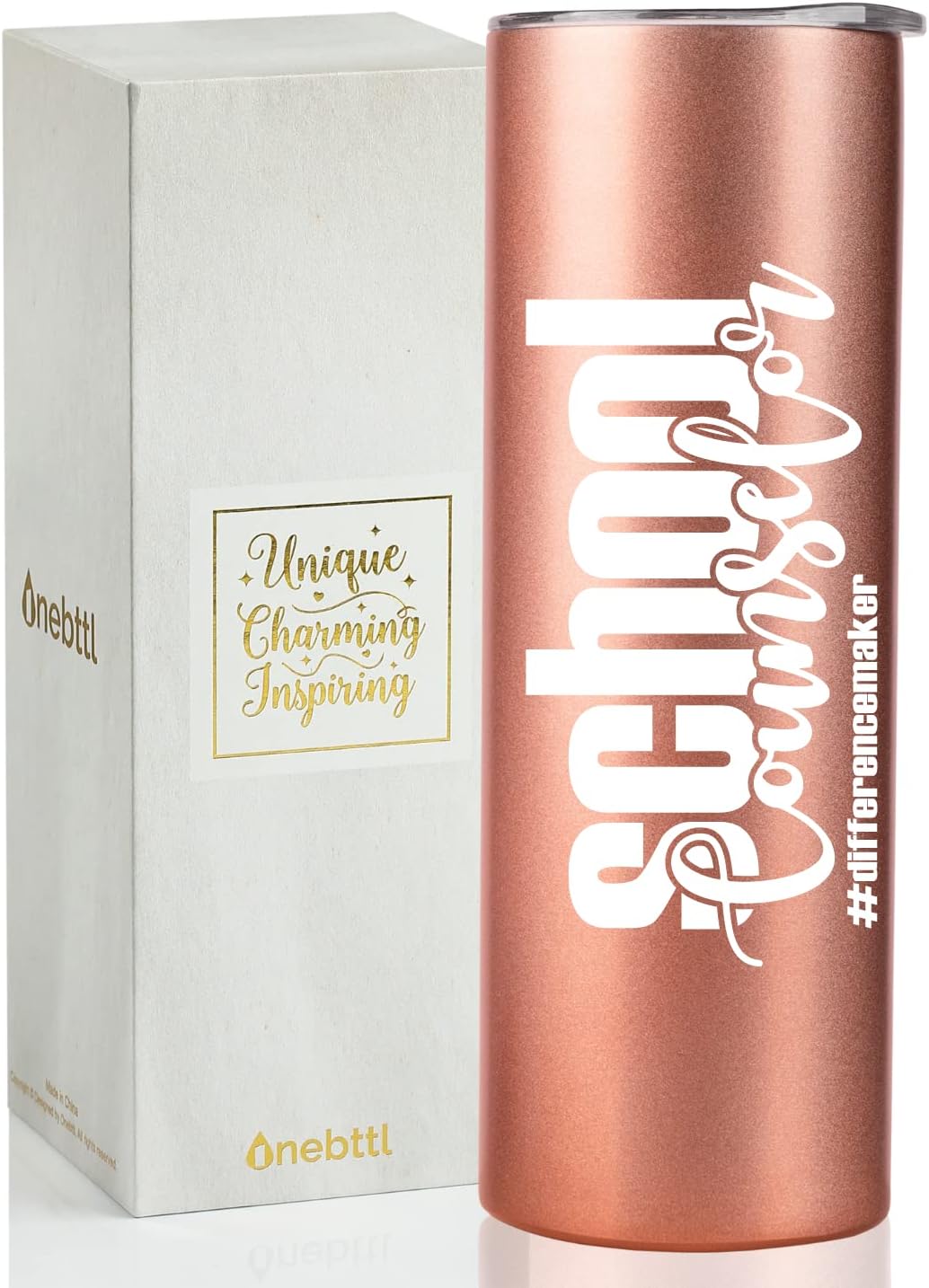 Onebttl Counselor Gifts for Women, Appreciation Gifts for Counselors, 20oz Stainless Steel Skinny Tumbler with Lid Straw - School Counselor