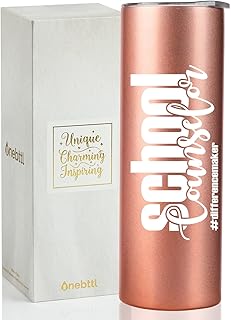 Onebttl Counselor Gifts for Women, Appreciation Gifts for Counselors, 20oz Stainless Steel Skinny Tumbler with Lid Straw - School Counselor