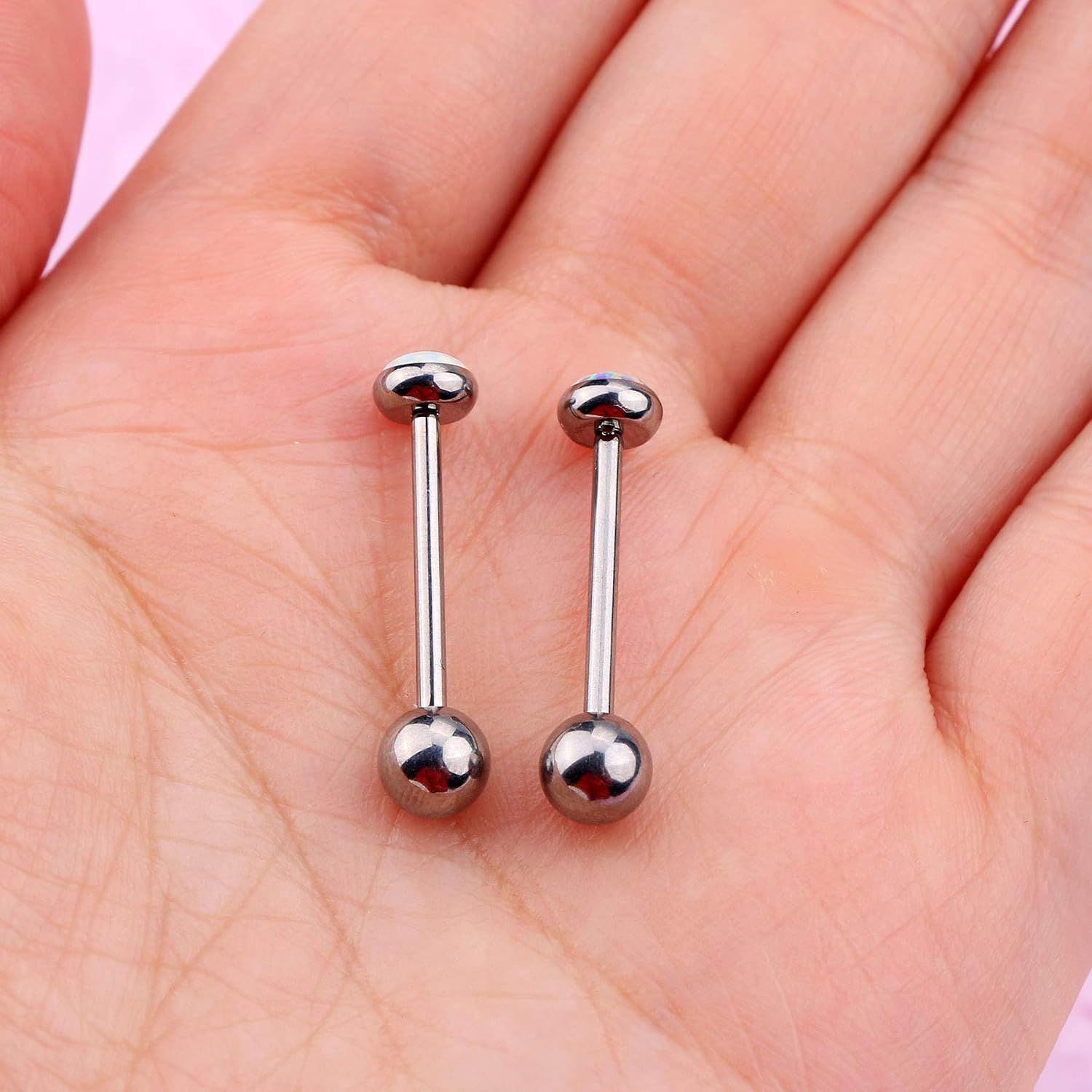 Melighting G23 Titanium Tongue Bars 14G Opal Tonuge Rings 16mm Nipple Barbells Tongue Piercings Nipple Bars Unisex Tongue Barbells - Image 5