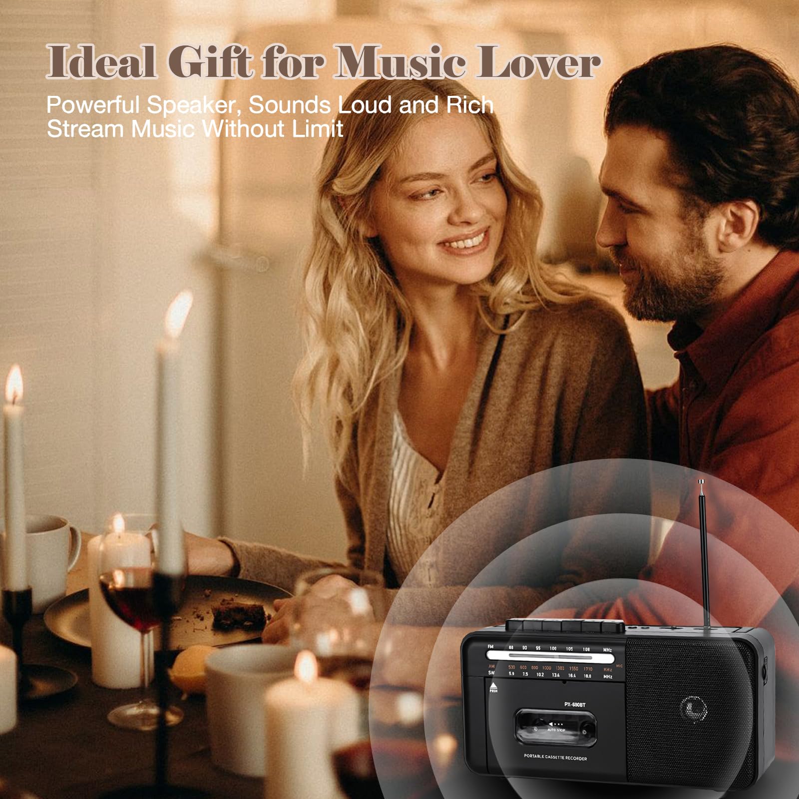 Portable Cassette Tape Player Recorder,AM/FM/SW Radio Stereo With Bluetooth,USB/SD, Big 10W